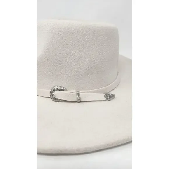 Frye Womens Sz 7 1/2 Cream Wide Brim Hat Adjustable Rim Western Rancher Cowgirl - Picture 6 of 10